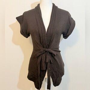 Red Paint Brown Tie Front Knit Cardigan Sweater — Size Large